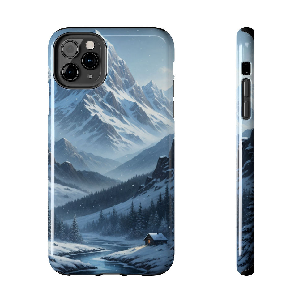 Thumbnail: Tough Phone Case — Snowy Mountain Cabin Landscape Protective Phone Cover