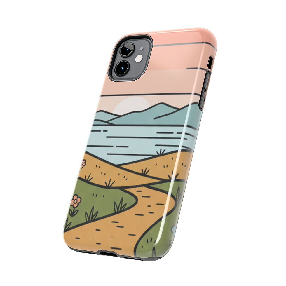 Thumbnail: Scenic Path Tough Phone Case — Pastel Lake & Mountain Protective Cover