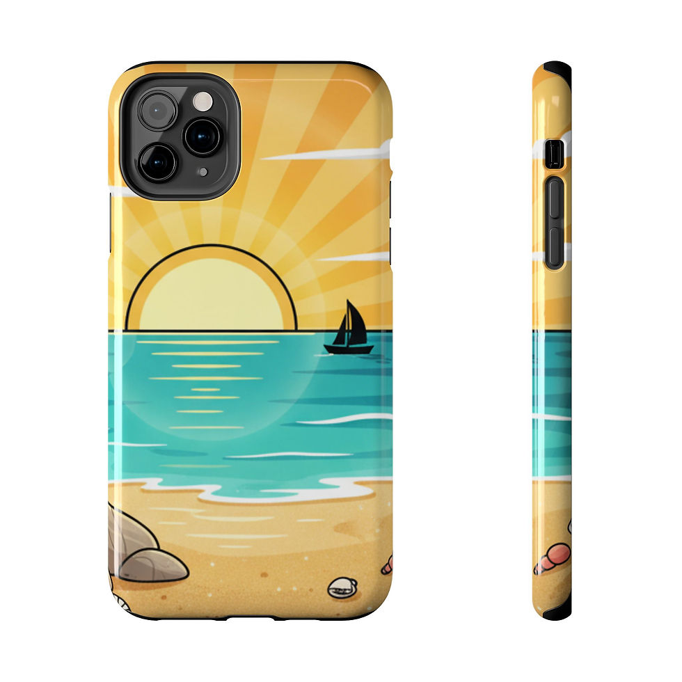 Thumbnail: Tough Phone Case — Sunset Beach Sailboat Design