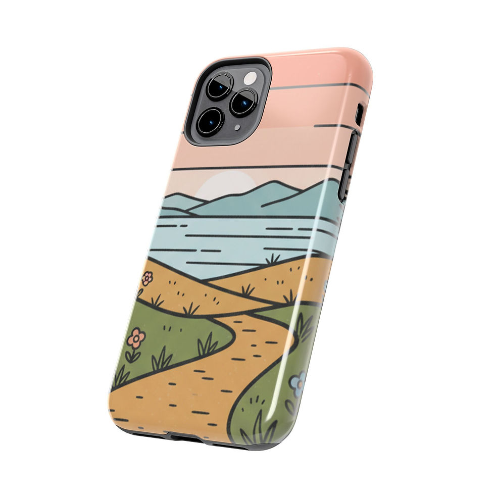 Thumbnail: Scenic Path Tough Phone Case — Pastel Lake & Mountain Protective Cover