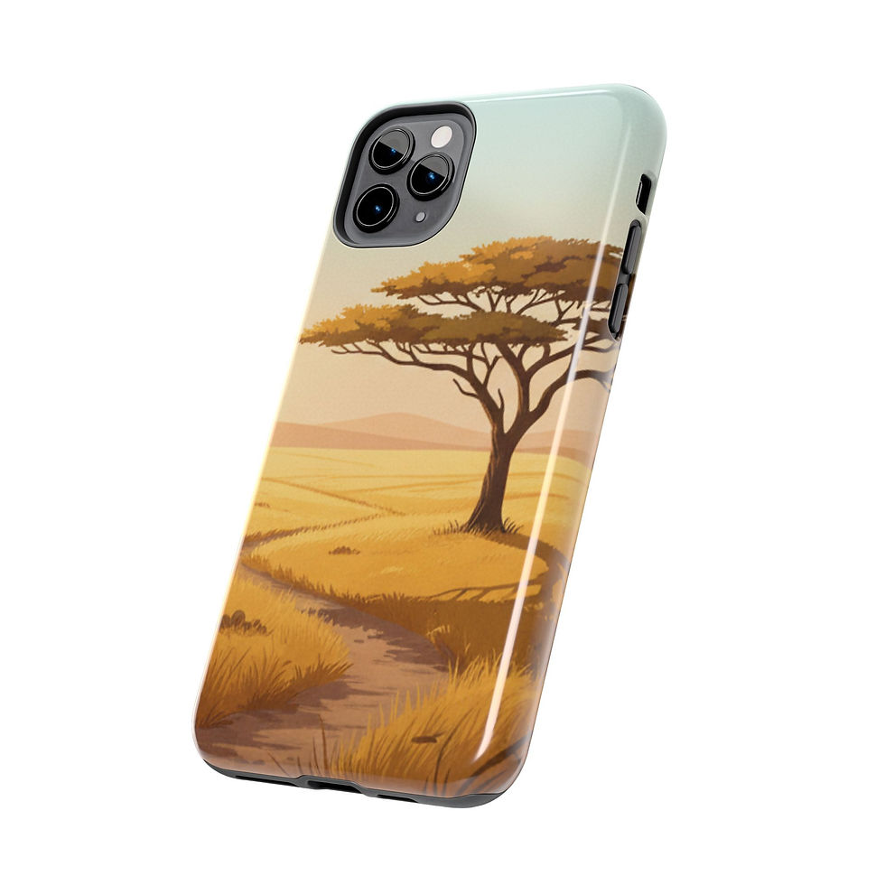 Thumbnail: Safari Sunset Tough Phone Case — African Savanna Tree Design