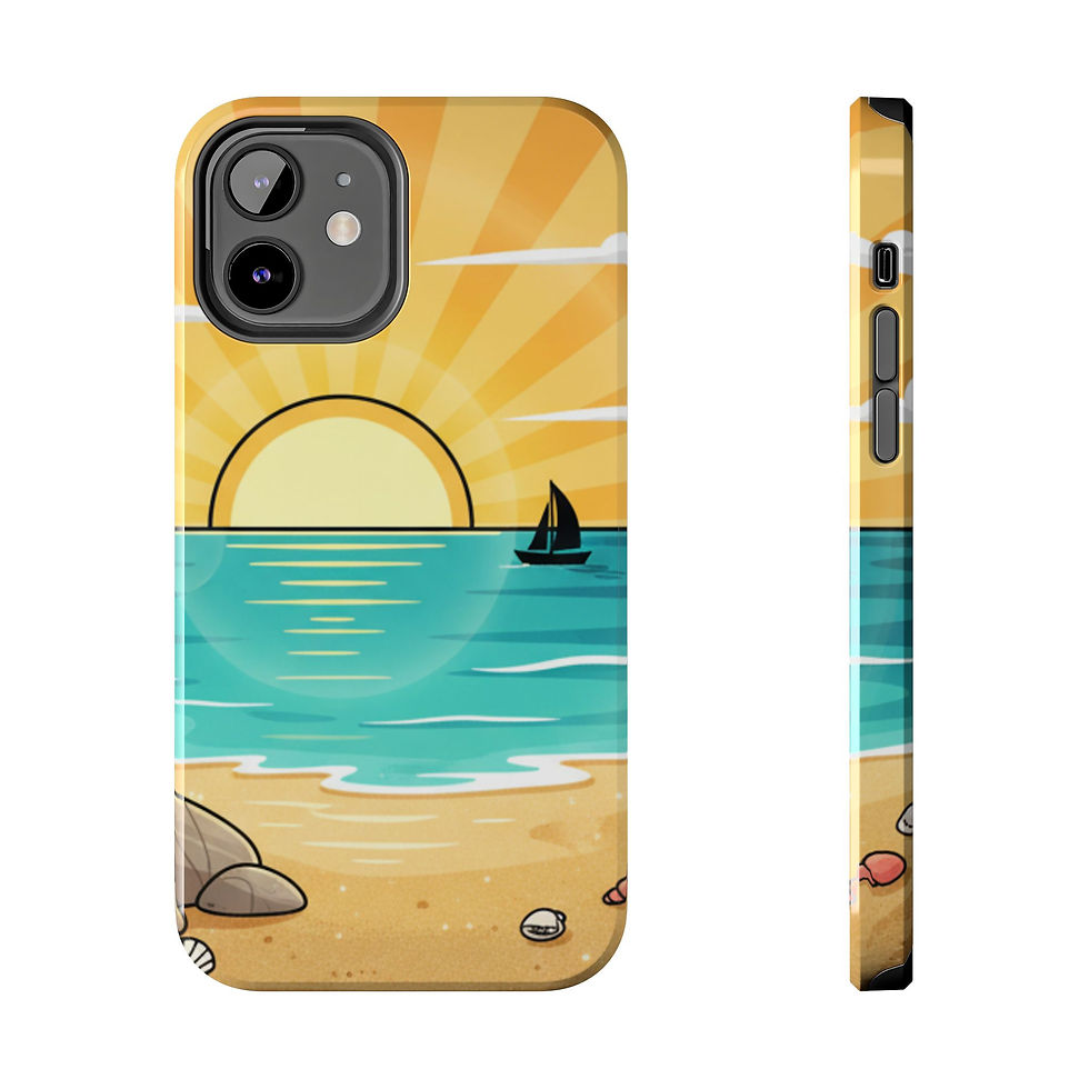 Thumbnail: Tough Phone Case — Sunset Beach Sailboat Design
