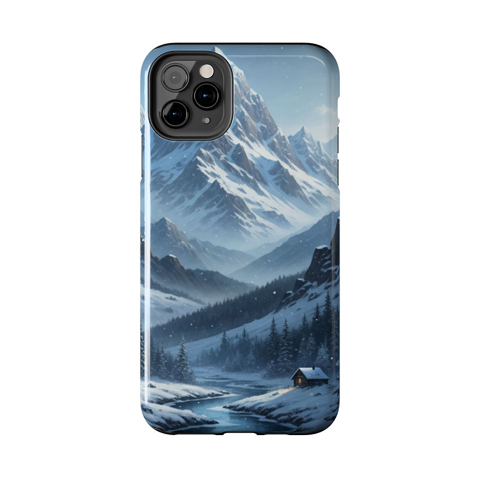 Thumbnail: Tough Phone Case — Snowy Mountain Cabin Landscape Protective Phone Cover