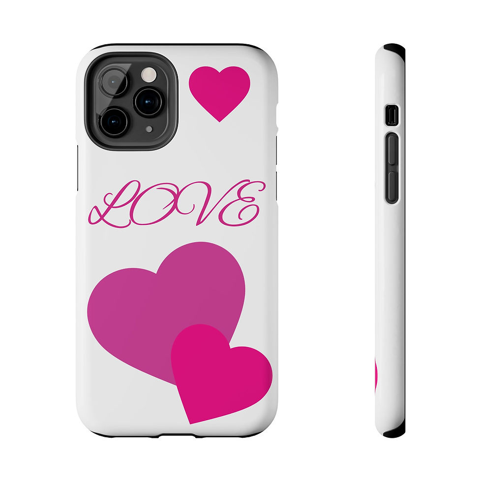 Thumbnail: Love Heart Tough Phone Case — Pink Hearts Protective Phone Cover