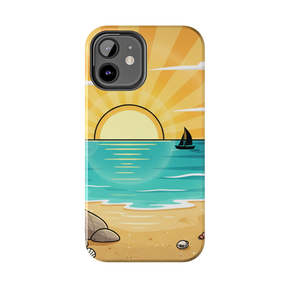 Thumbnail: Tough Phone Case — Sunset Beach Sailboat Design