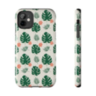 Tropical Leaves Tough Phone Case — Monstera & Pink Floral Protective Cover