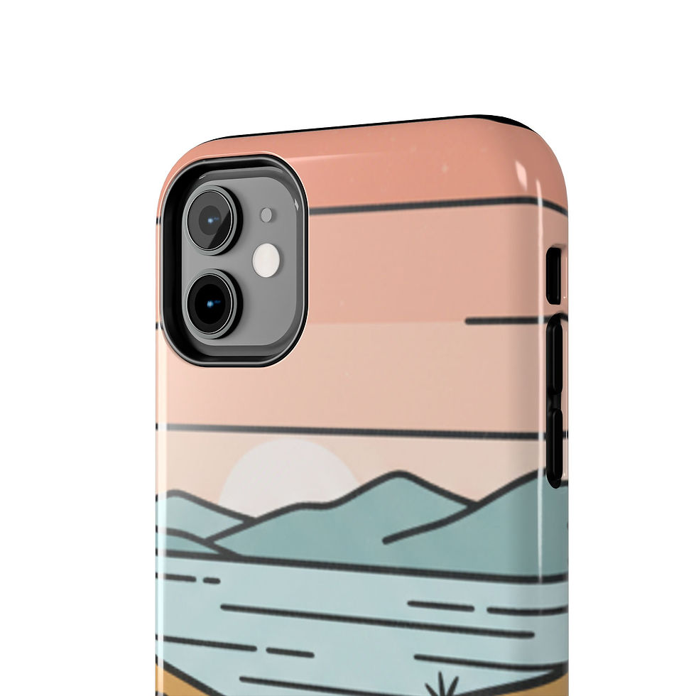 Thumbnail: Scenic Path Tough Phone Case — Pastel Lake & Mountain Protective Cover