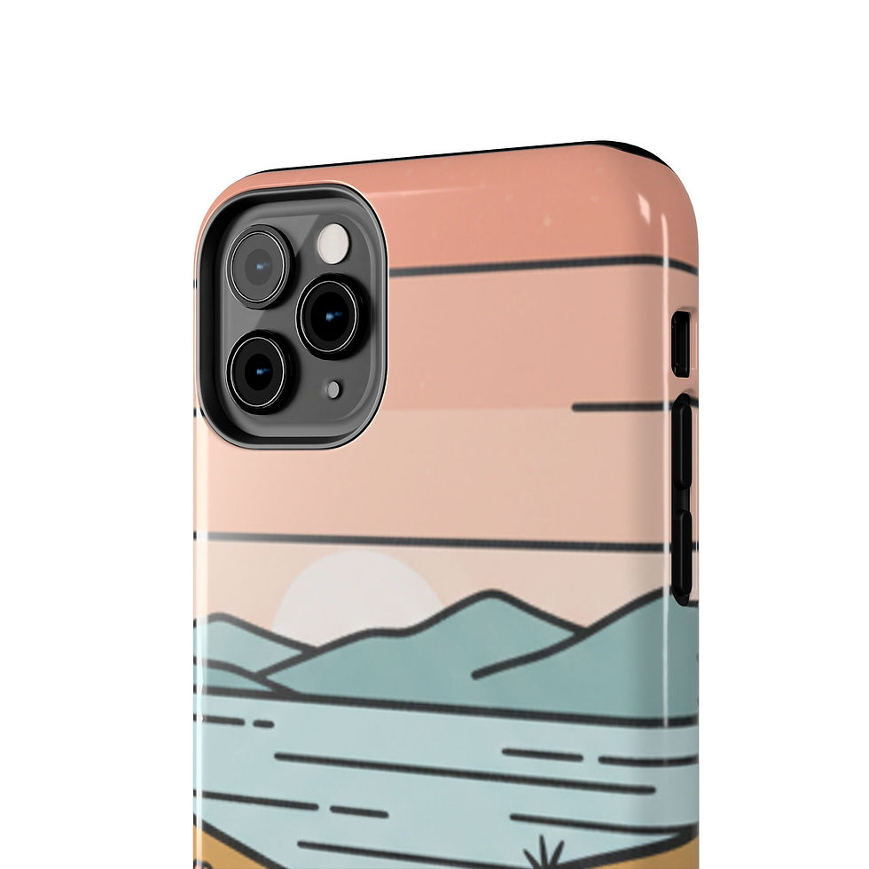 Thumbnail: Scenic Path Tough Phone Case — Pastel Lake & Mountain Protective Cover