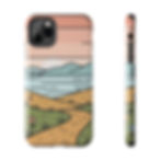 Thumbnail: Scenic Path Tough Phone Case — Pastel Lake & Mountain Protective Cover