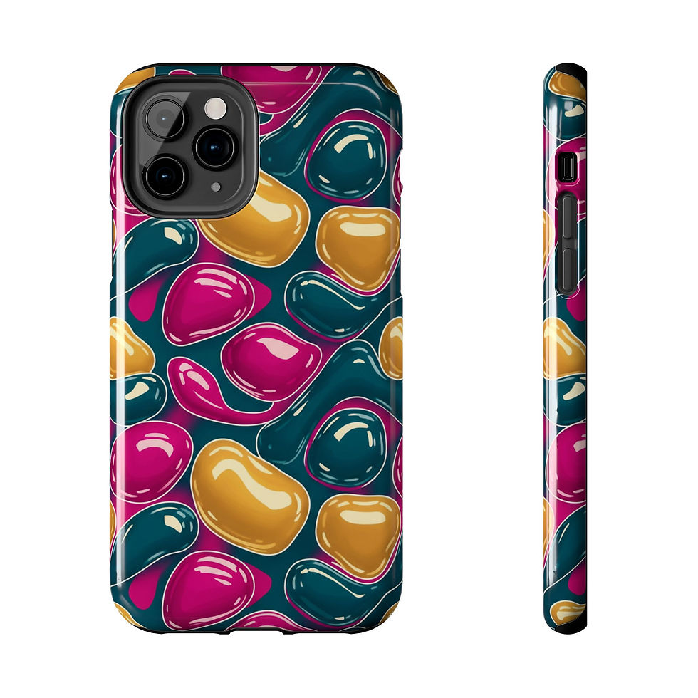 Thumbnail: Abstract Colorful Blob Phone Case — Bold Teal, Magenta & Gold Protective Cover