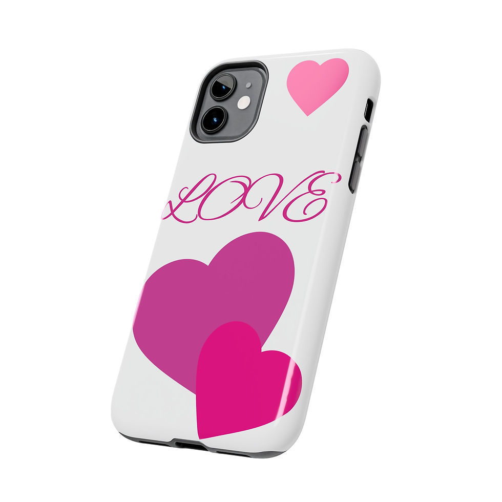 Thumbnail: Love Heart Tough Phone Case — Pink Hearts Protective Phone Cover
