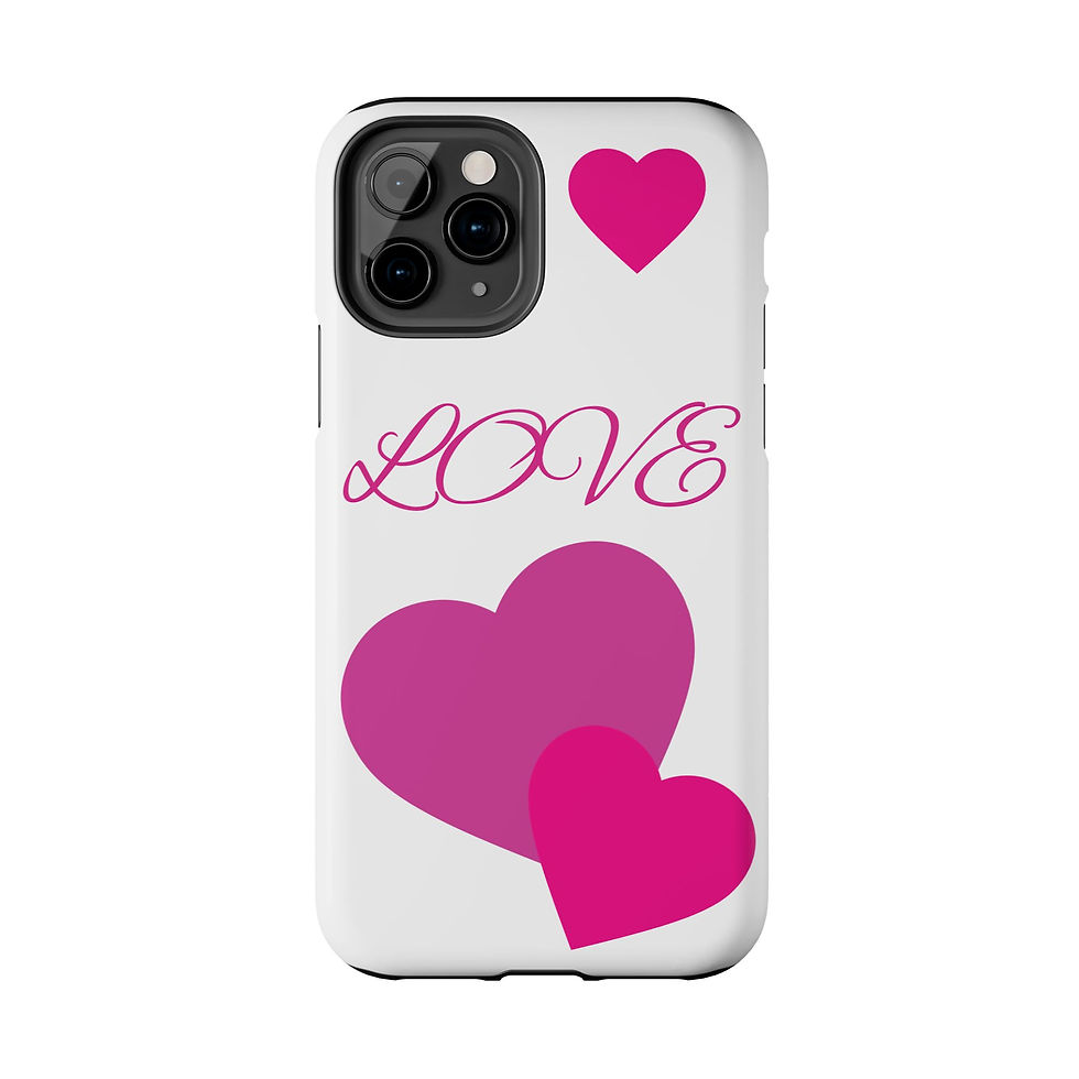 Thumbnail: Love Heart Tough Phone Case — Pink Hearts Protective Phone Cover