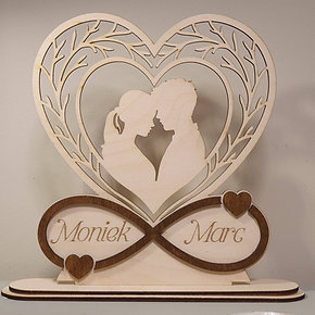 houten decoratie infinity love - gepersonaliseerd