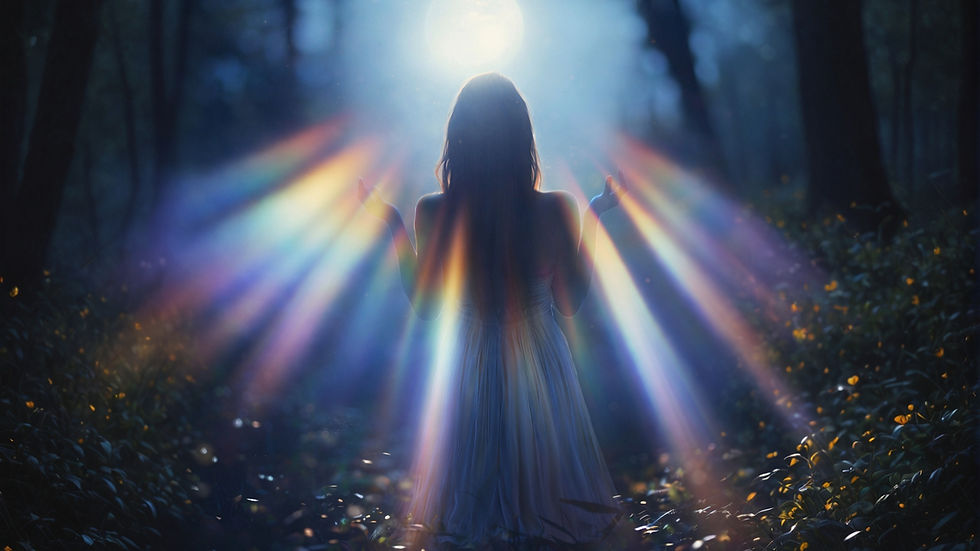Silhouetted figure standing in radiant light, symbolising new beginnings and inner transformation.