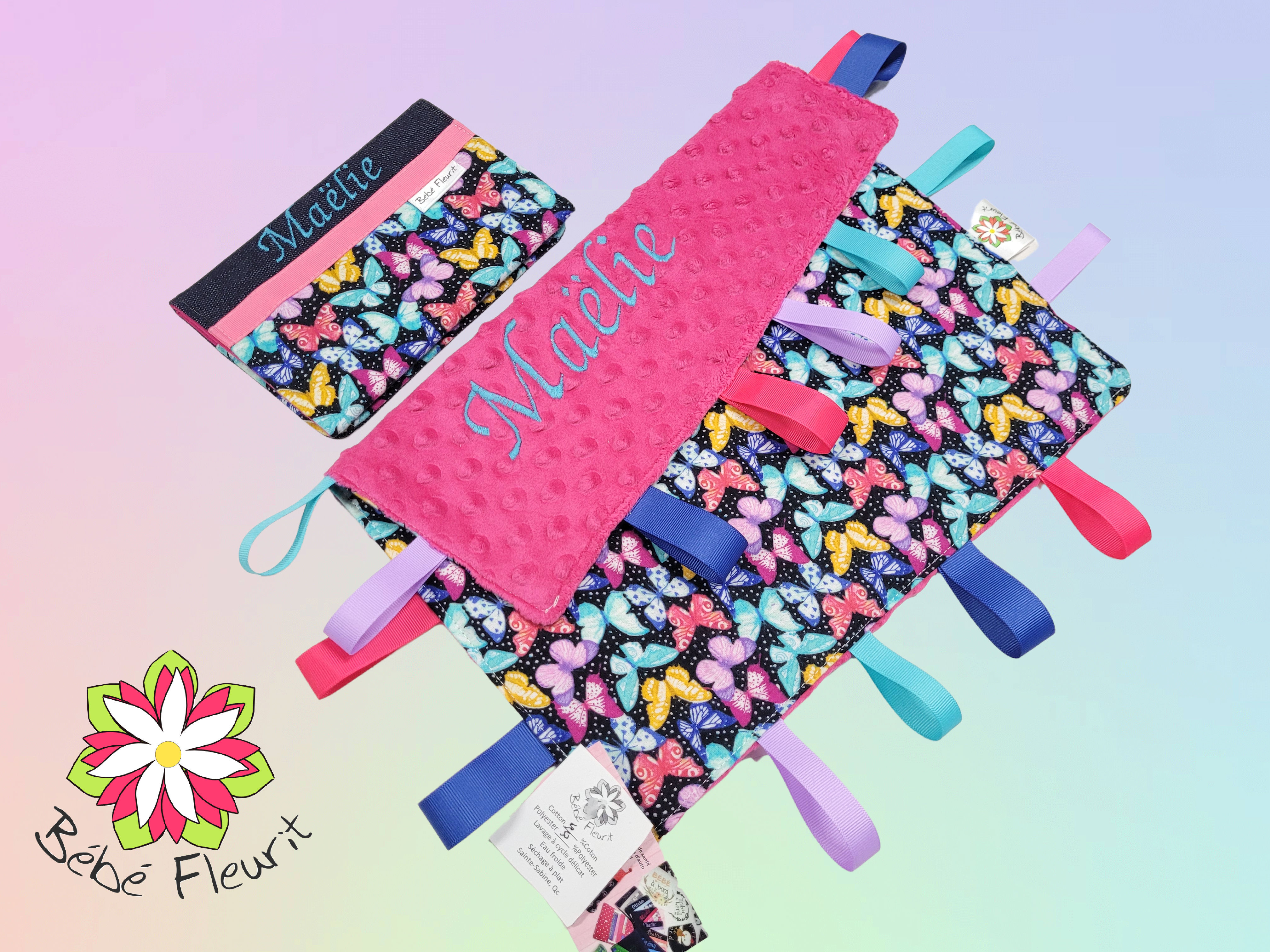 Kit Doudou étiquette et carnet papillion