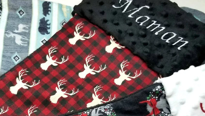Miniature : Bas de noël personnalisé chevreuil cotton