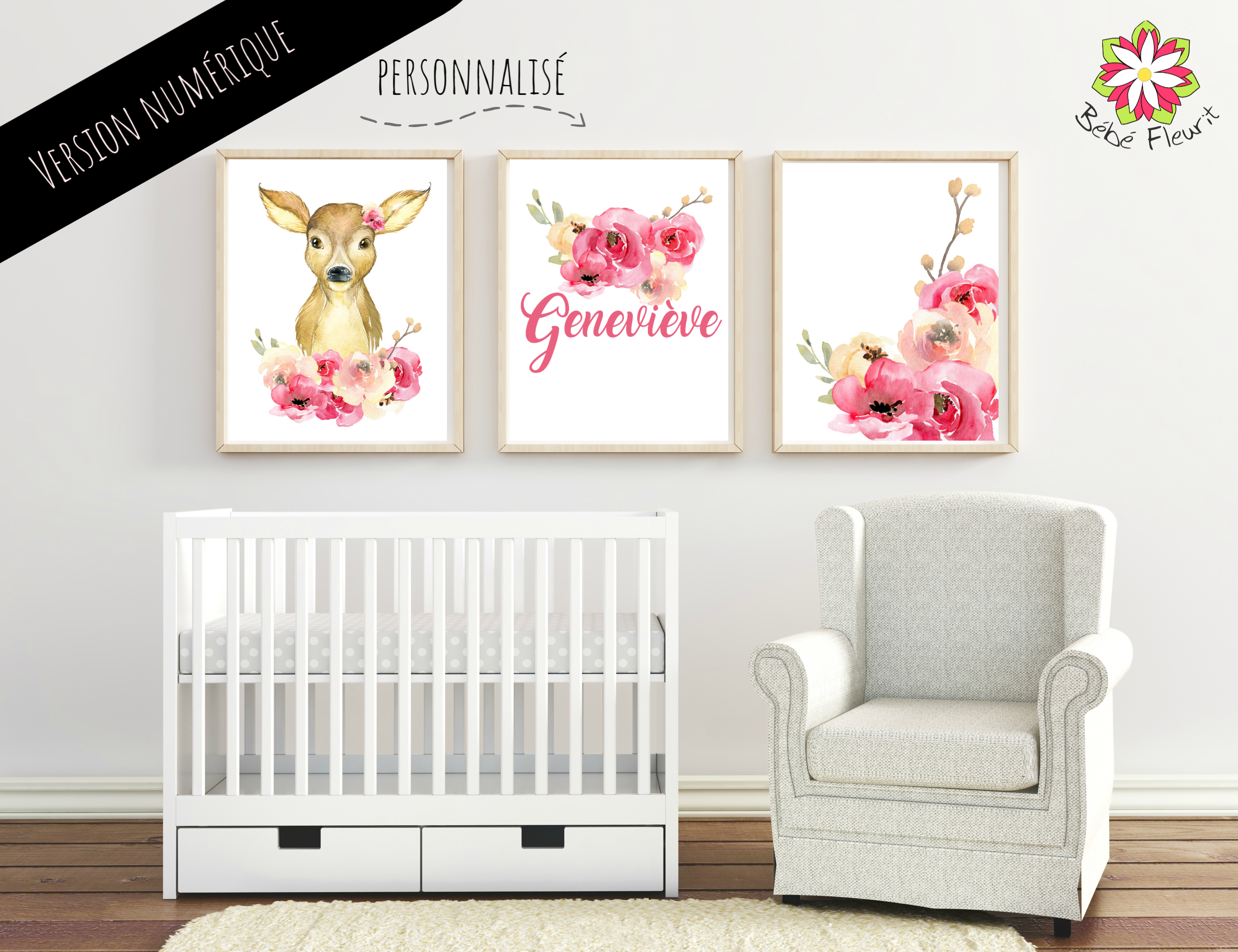 Ensemble 3 fichiers numérique personnalisé biche