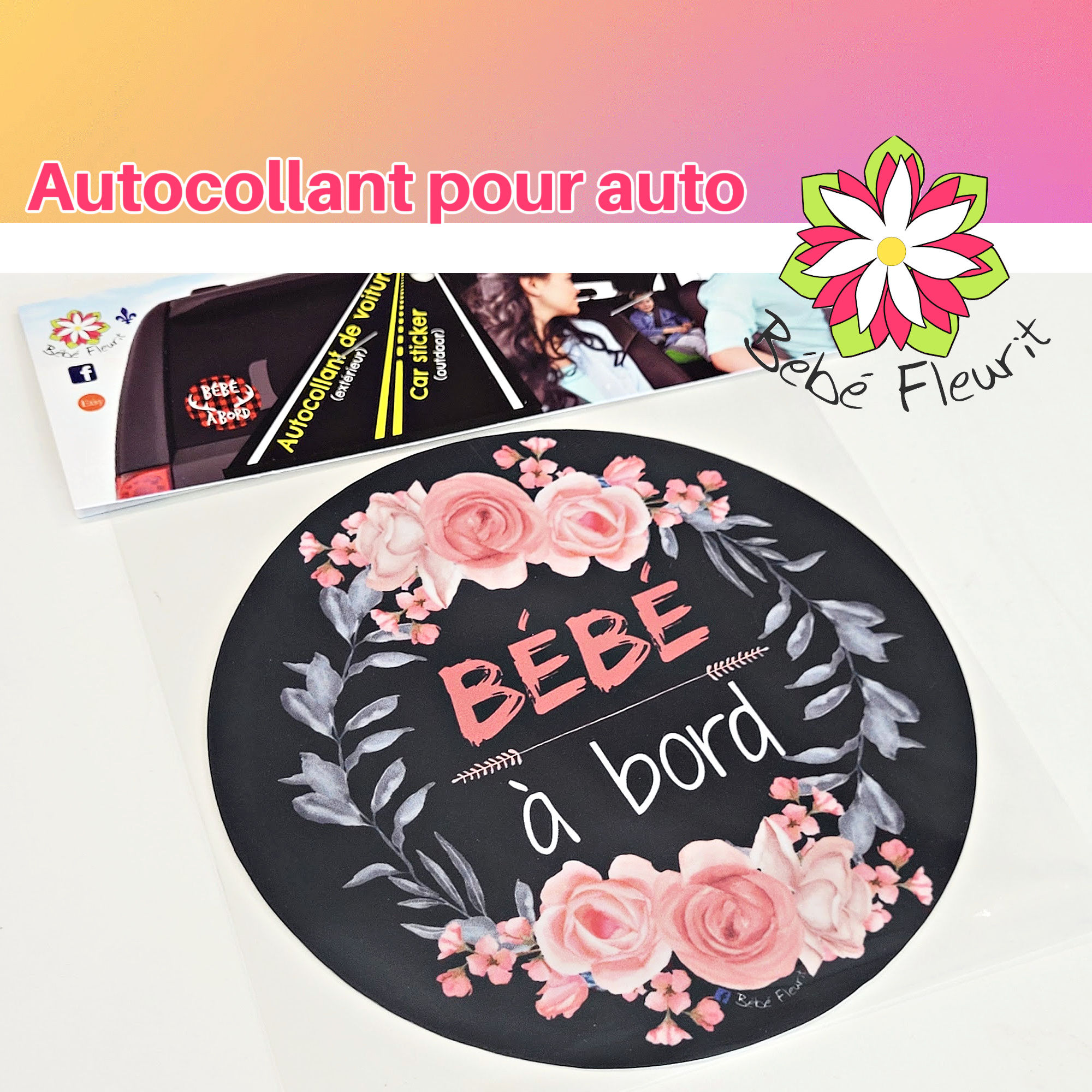 Autocollant de voiture fleur