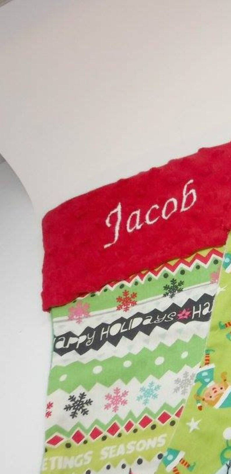 Miniature : Bas de noël personnalisé ligné cotton