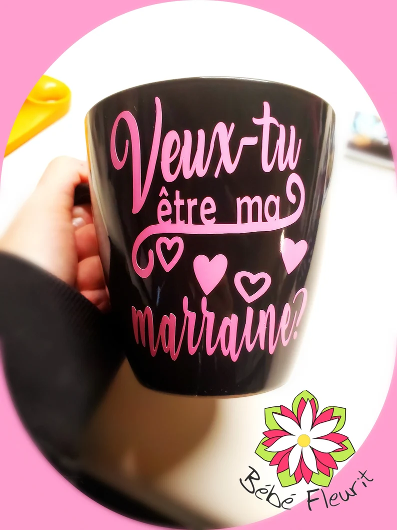 Miniature : Appliqué pour tasse parrain/marraine