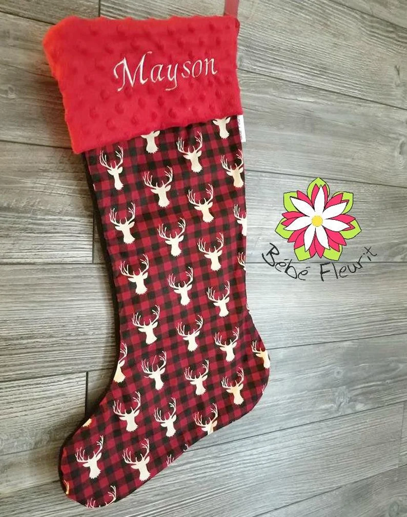 Miniature : Bas de noël personnalisé chevreuil cotton