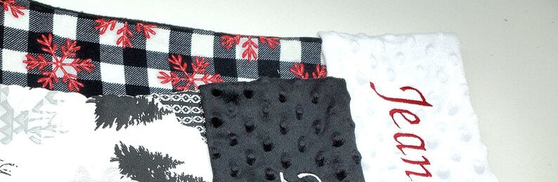 Miniature : Bas de noël personnalisé flocon flanelle