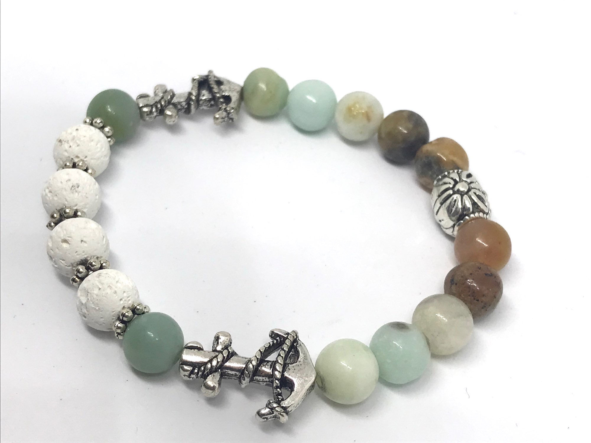 Anchor Lava Bead Bracelet