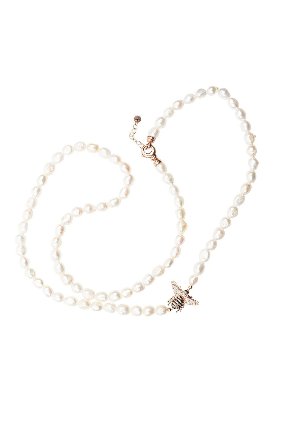 Thumbnail: Honey Bee Pearl Gemstone Long Necklace Rosegold