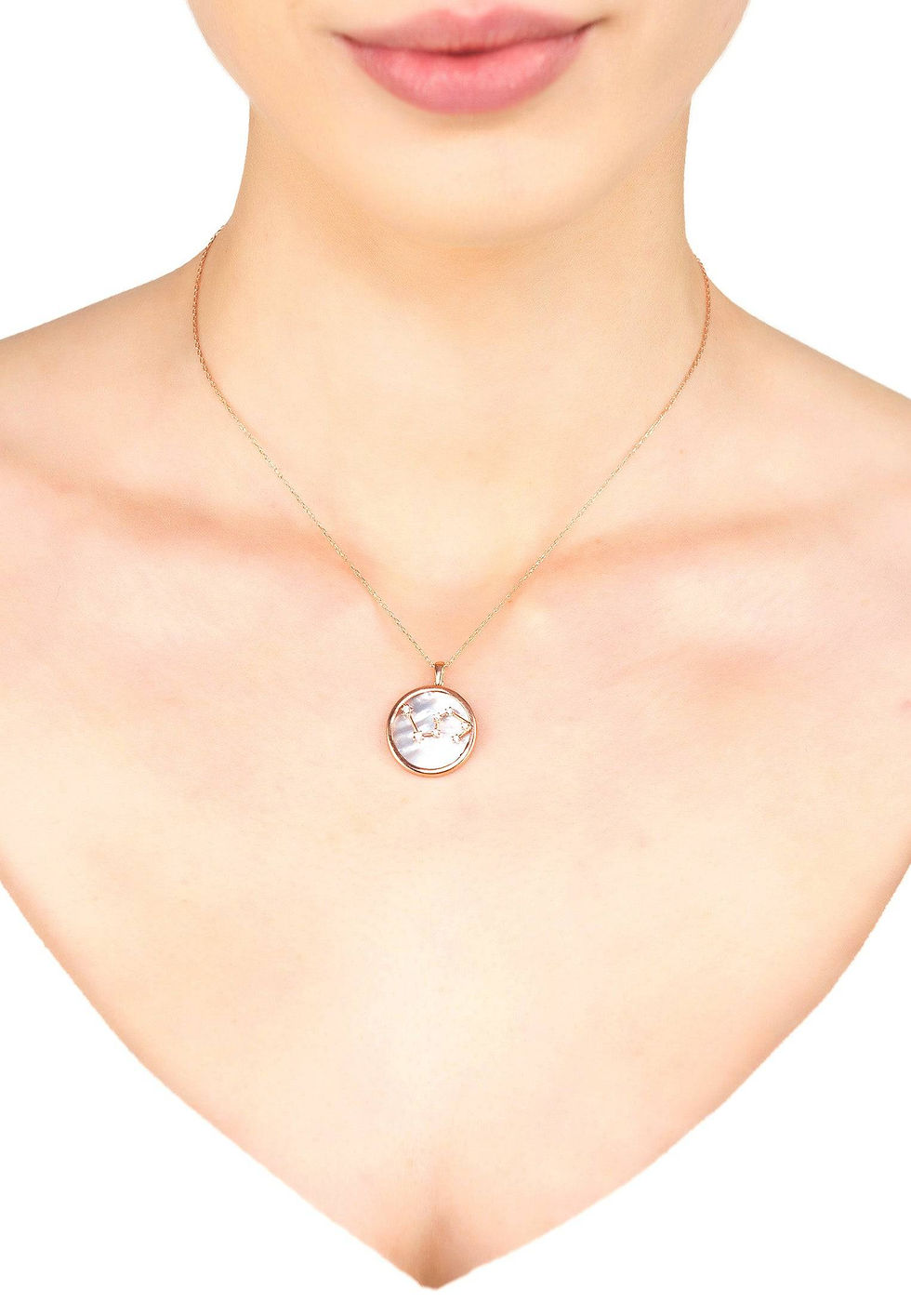 Thumbnail: Zodiac Mother of Pearl Gemstone Star Constellation Pendant Necklace Leo