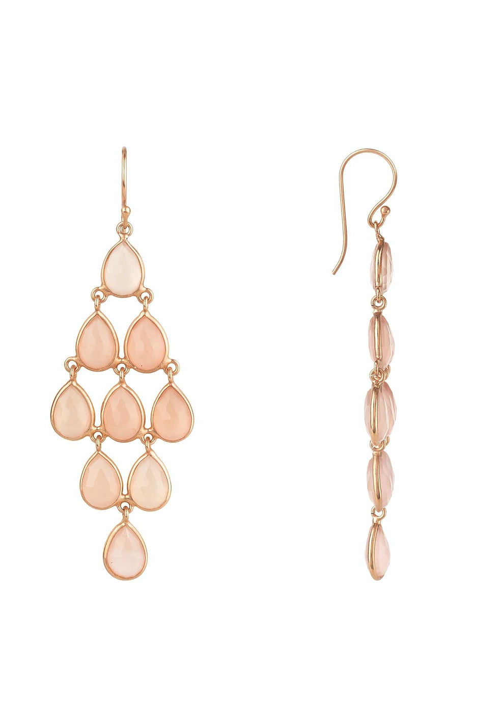 Thumbnail: Erviola Gemstone Cascade Earrings Rose Gold Rose Quartz