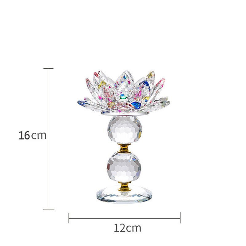 Thumbnail: Crystal Glass Lotus Flower Metal Candle Holder