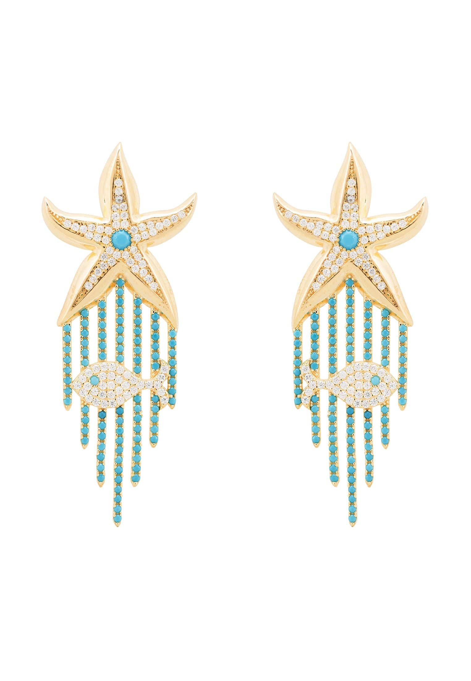 Siren Earrings Turquoise Gold