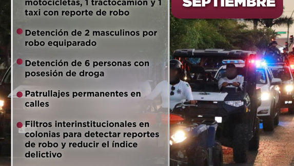 Recuperación de 6 vehículos, 8 detenciones por robo y posesión de droga: resultados de la semana de Seguridad Pública en Manzanillo