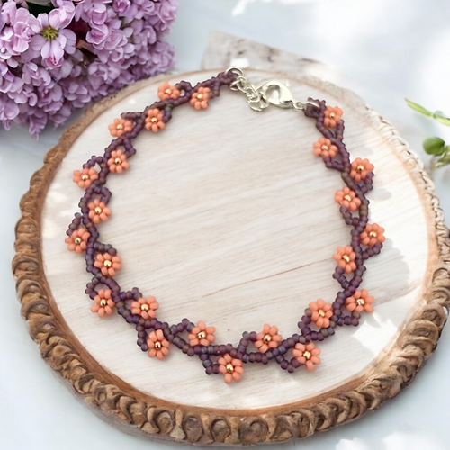 Purple & Pink Flower Vine Bracelet