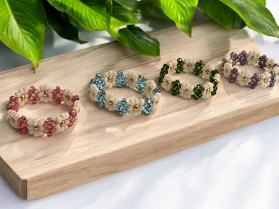 Thumbnail: Green Shimmer Daisy Ring