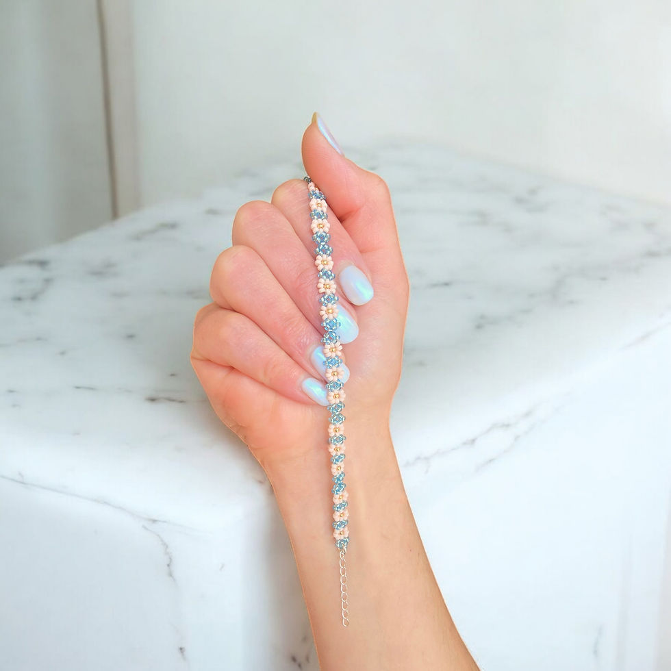 Thumbnail: Blue Shimmer Daisy Bracelet