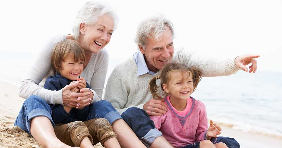 Special times and memories with grandchildren shared at the beach.