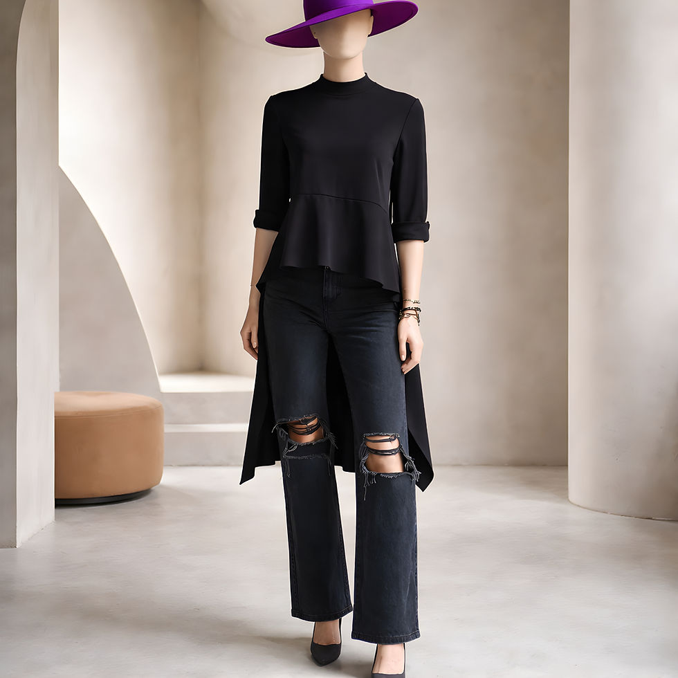 Miniatură: Bluza Alouette neragra asimetrica
