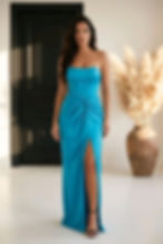 rochie dama turcoaz celeste lunga corset
