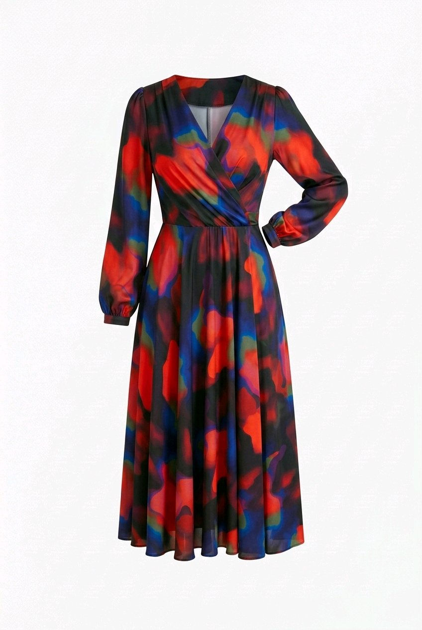 Miniatură: rochie dama multicolora elisia midi