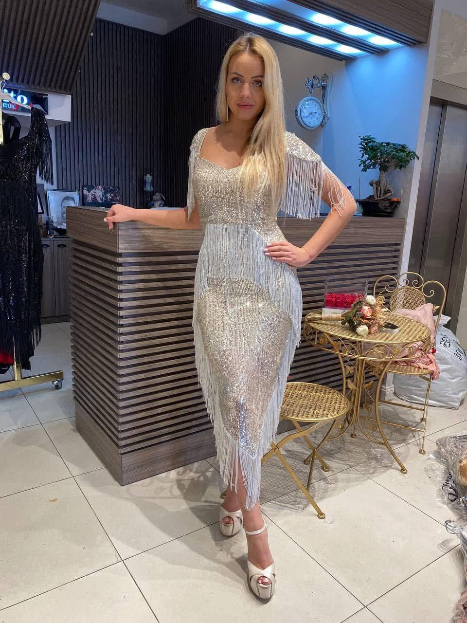 Miniatură: rochie dama alb ivoire ismera franjuri
