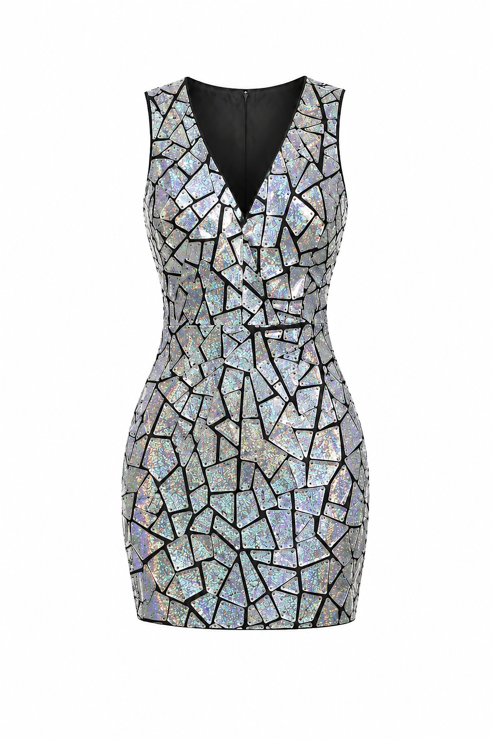 rochie dama argintie mirror scurta
