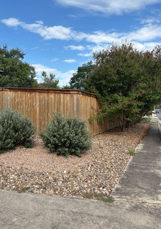Woods of Shavano xeriscape landscape design in San Antonio with native plants and flagstone paths.