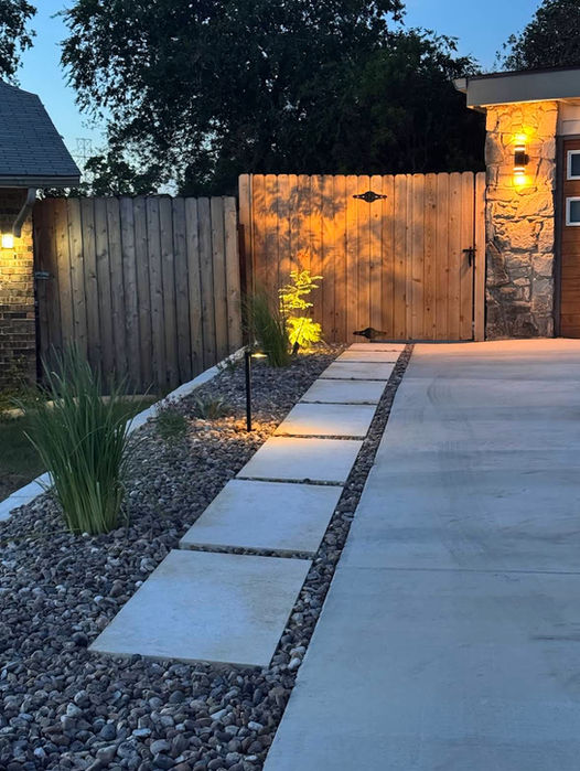 San Antonio wood gate and path lit with lighting