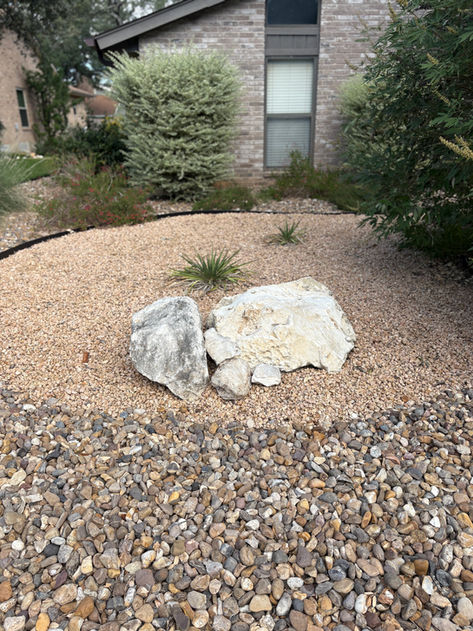 Existing high-maintenance lawn before xeriscape renovation — before photo in Woods of Shavano, San Antonio TX