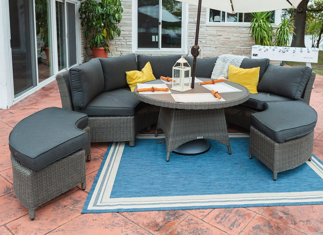 5pc Curved Aluminum Seating Group in Charcoal ( CONTACT FOR PRICING )