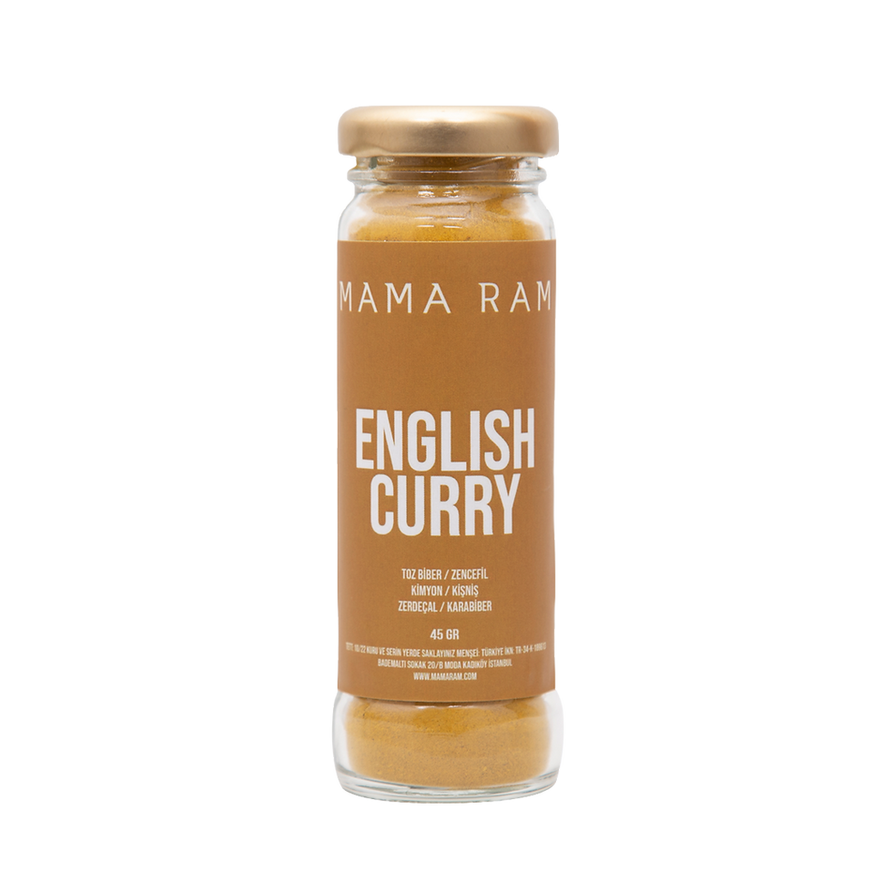 Mama Ram English Curry hafif köri baharatı, 75 g cam kavanozda Britanya usulü baharat karışımı