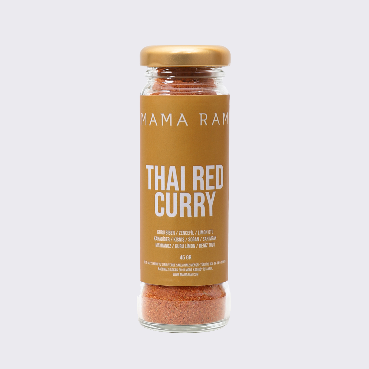 Thai Red Curry, Tay mutfağının otantik kırmızı köri karışımı. Cam kavanozda.