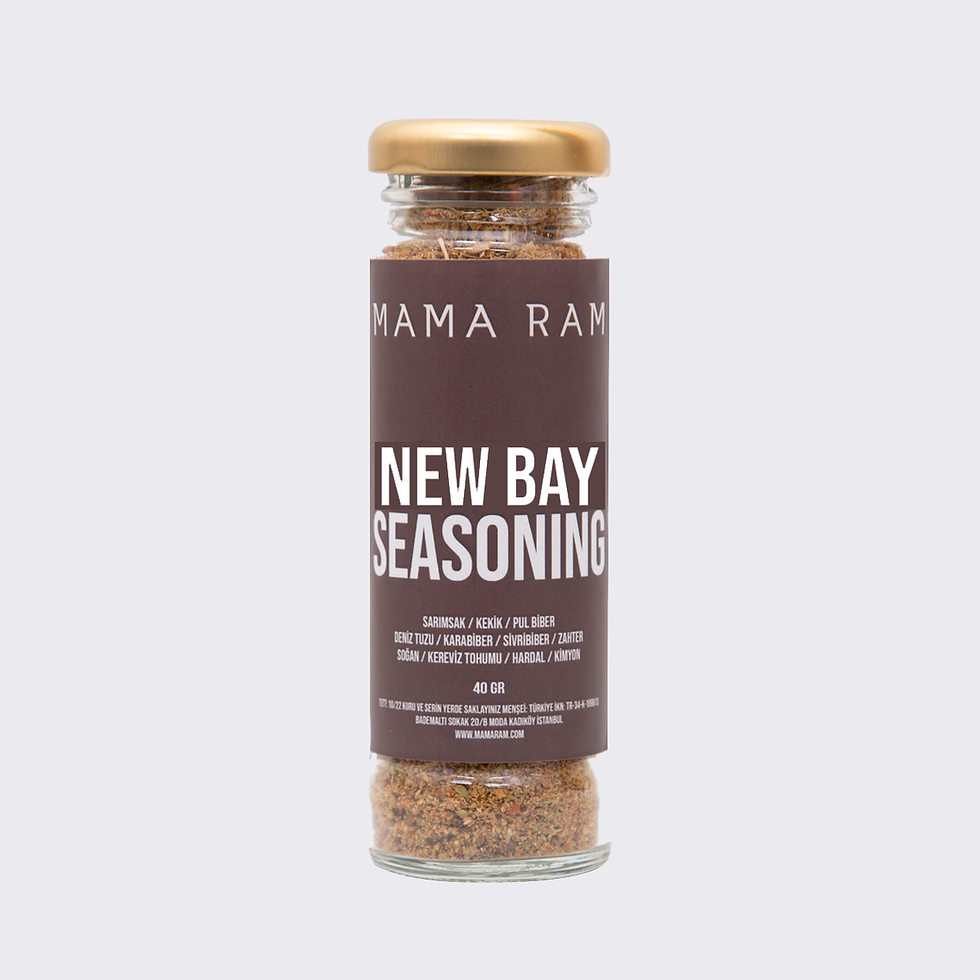 A glass jar of New Bay Seasoning