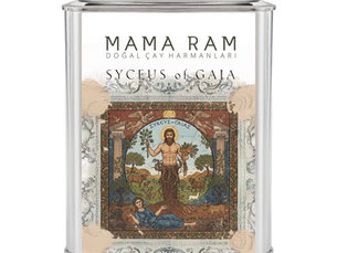 Syceus of Gaia çay kutusunun Gaia, Yunan mitolojisi ve incir ağacı anlatısından esinlenen illüstrasyonu
